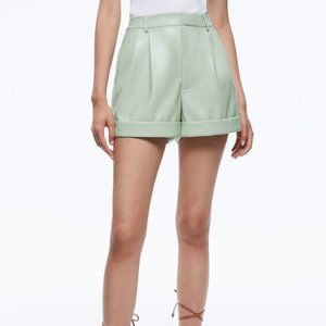 Alice + Olivia CONRY VEGAN LEATHER PLEATED CUFF SHORT